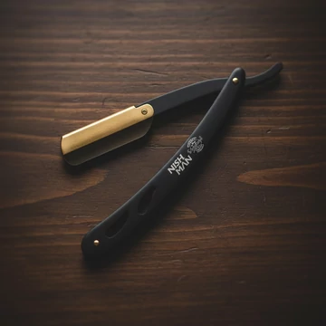 Nish Man Stainless Steal Straight Razor (Black/Gold) borotva