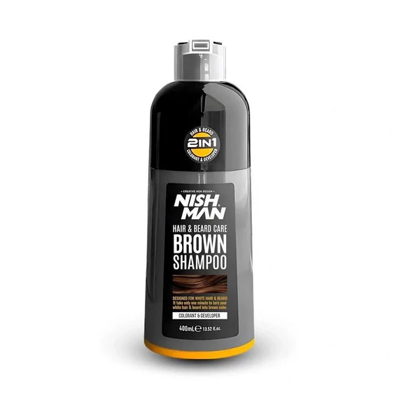 Nish Man Hair & Beard Brown Shampoo