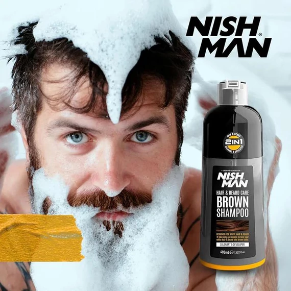 Nish Man Hair & Beard Brown Sampon