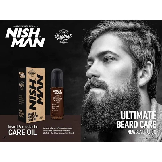 Nish Man Beard & Mustache szakáll és bajusz kondicionáló olaj Gold One 30ml