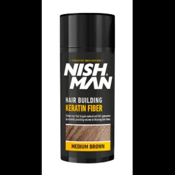 Nish Man Keratin Fiber dúsító és színező hatású folt kitöltő rostok (barna)