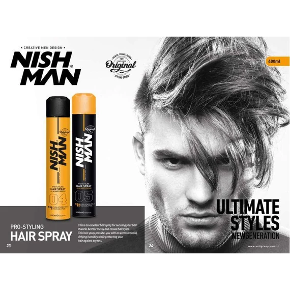 Nish Man Pro Styling Hair Spray (04) Extra Strong Hold hajlakk 400ml