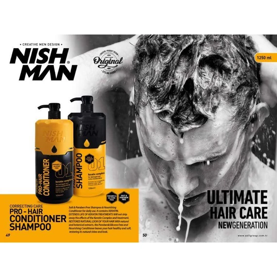 Nish Man Pro-Hair sampon keratin komplex-szel 1250ml